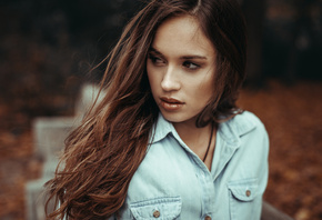 women, face, portrait, looking away, depth of field, women outdoors