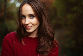 women, face, portrait, depth of field, blue eyes, smiling