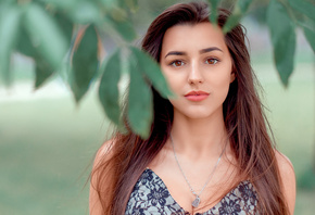 women, face, portrait, depth of field, necklace