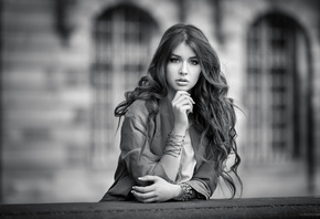 women, portrait, monochrome, depth of field