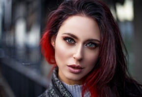 women, dyed hair, face, Maksim Romanov, portrait, depth of field