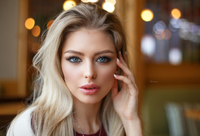 women, Maksim Romanov, blonde, face, portrait, bokeh