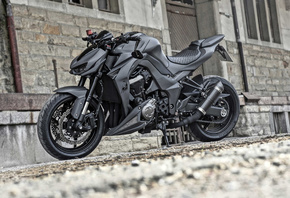 Kawasaki Z1000R, 2018, 4k, black matte motorcycle, sportbike, tuning