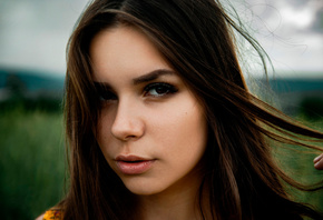 women, face, portrait, women outdoors, sky