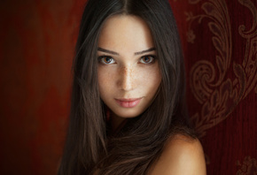 women, Maxim Maximov, face, portrait, Mariya Volokh, freckles