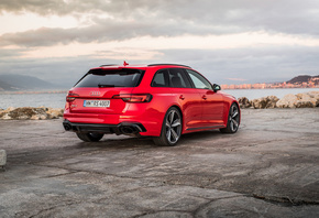 Audi, RS4, Avant, rear view, red