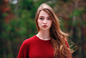 women, portrait, face, blue eyes, long hair, depth of field