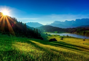 , sunrise, Germany, Alpen, Garmisch-Partenkirchen, Bavaria, Geroldsee, , 