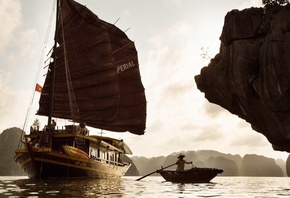 Vietnam, boat, Bay, junk