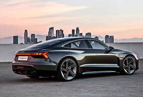 Audi, E-Tron, GT, Concept, 2019, rear view, exterior, black sports coupe