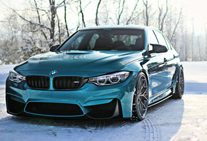 BMW, M3, F80, Sedan, Tuning, blue, sedan, winter, snow