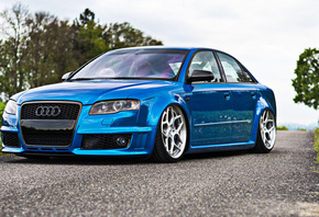 Audi, RS4, stance, cool cars, tunned, Vossen, Wheels CG-205, blue