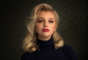 women, blonde, turtlenecks, portrait, simple background