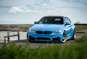 BMW, M4, M Package, exterior, blue, sports coupe, tuning