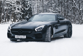 Black, Mercedes, Amg, Gt I, Snow