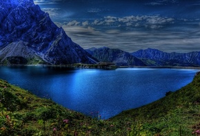 andscape, lake, mountains