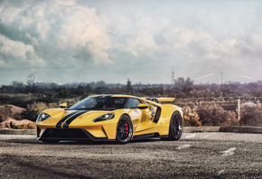 Yellow, Ford, GT, supercars, cars, parking