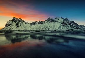 Sunset, Mountains, Scenic, Reflection, Close-up
