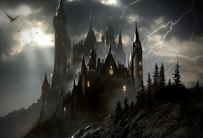  , dark sky castle, fantasy art