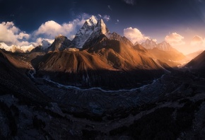 Tibet dark, mountains,  