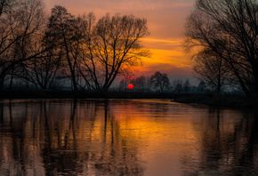 , , , , , trees, river, nature, sunset, ref ...