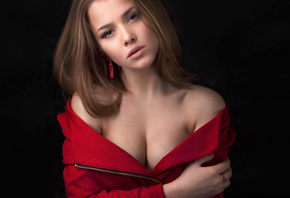 alexandra danilova, model, pretty, babe, russian, sensual lips, cleavage
