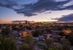 Albuquerque, 4k, panorama, sunset, New Mexico, USA, american cities, America