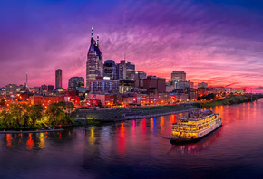 Nashville, sunset, cityscapes, modern buildings