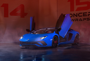 Blue, Lamborghini, Aventador