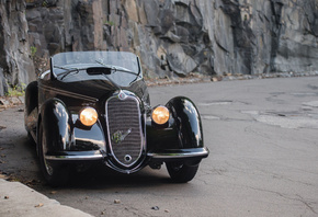 Alfa Romeo, 8C, 1937, black, convertible, retro