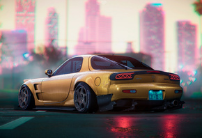 Mazda, Rx7, Digital Art