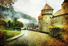 art, artwork, autumn, castle, beautiful