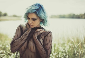 Skye Blue, cyan hair