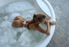 women, hot tub, brunette, ass, soap, nude, water, women indoors, wet body,  ...