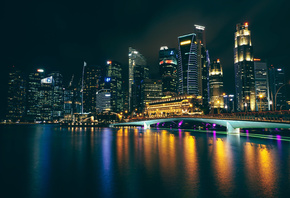 Shanghai, night city, Huangpu River, nightscapes, skyscrapers, China, Asia