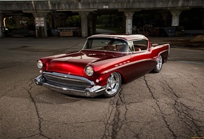 american, classic, car, buick, red