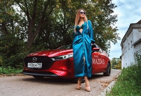 , , ,  , , , , ,  3, , women, pose, model, Tanja Fedorisheva, glasses, bathrobe, bra, auto, Mazda 3