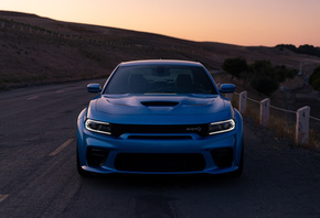 Dodge Charger SRT, Hellcat Widebody, Daytona 50th Anniversary Edition, front view, sports sedan, tuning Charger, new, blue, Charger, american cars, Dodge