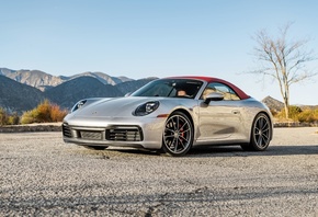 Porsche 911 Carrera S, convertible, silver sports coupe, new silver 911 Car ...
