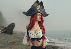 miss fortune, girl, redhead, sexy, beach, beautiful, cute, perfect, women, woman