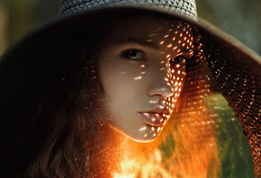 Face, Girl, Hat, Model, Redhead, Sunny, Woman