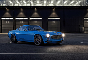 Volvo, P1800, Cyan, 2020, 4k, front view, blue, coupe, new blue