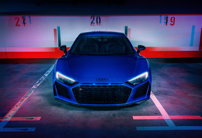 Blue, Audi, R8,  