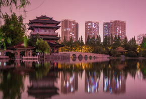 city, china, foto, night, water, , 