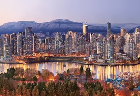 Vancouver, Canada, Cityscape, Modern Architecture, Mountain, River