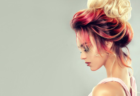 girl, face, style, hair, makeup, hairstyle, profile, coloful
