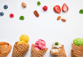 , colorful, , , , fruit, berries, ice cream, cone