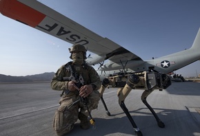 military robot dog, Air Force, Base Security