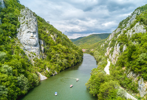 river Danube, Rock sculpture of Decebalus, last king of Dacia, Romania