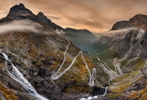 Troll Wall, mountain massif Trolltindene, Norway